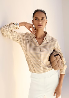 Overhemdblouse met pied-de-poule-motief thumbnail 7
