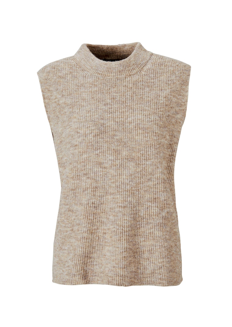 Débardeur en tricot côtelé à col montant