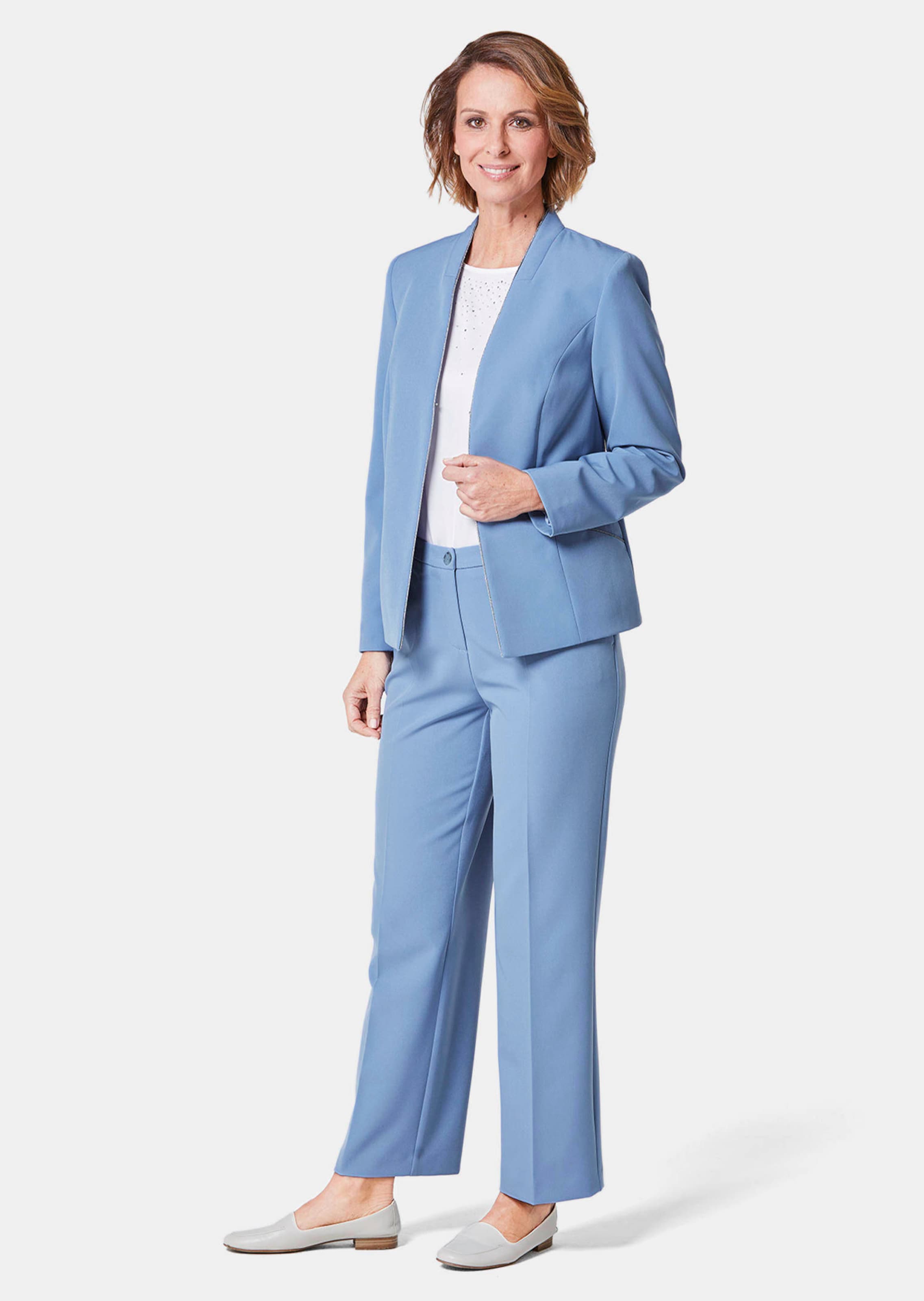 Blazer avec fins passepoils contrastants - bleu - Gr. 23 de Goldner Fashion