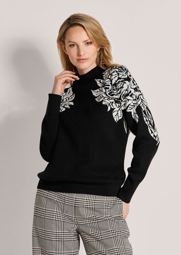 Jacquard-Pullover mit floralem Motiv