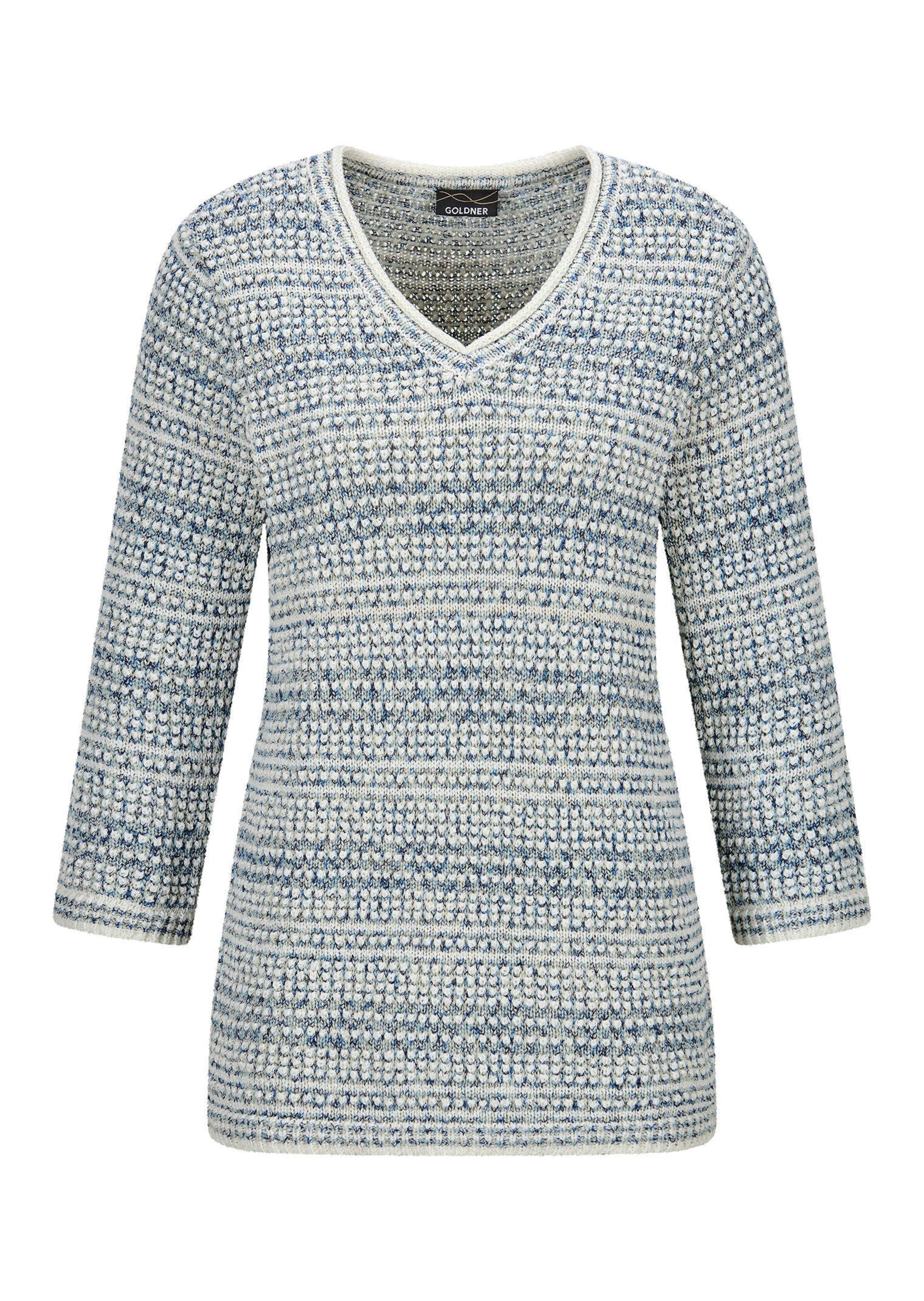 Struktur-Strickpullover mit V-Ausschnitt