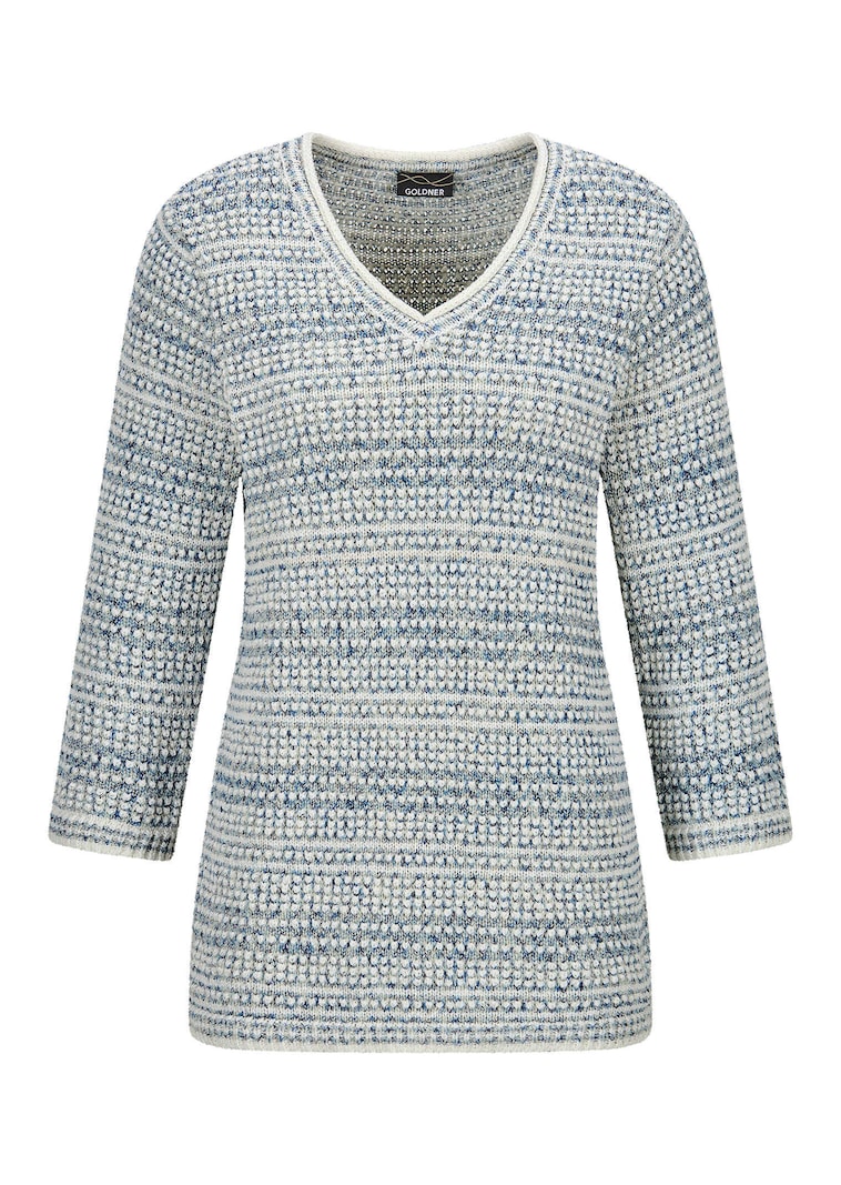Pull en maille structurée, avec encolure en V