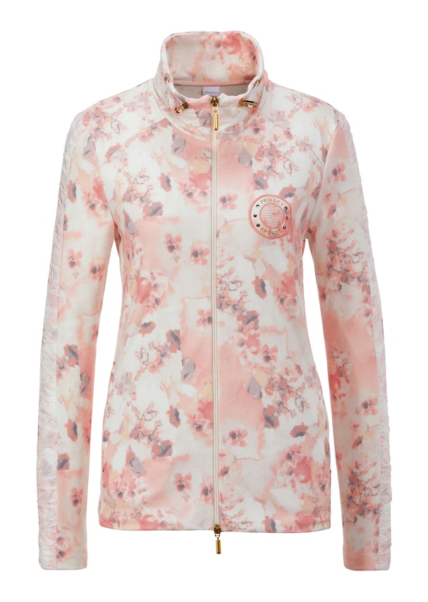 Cosy fleece jacket with flower print