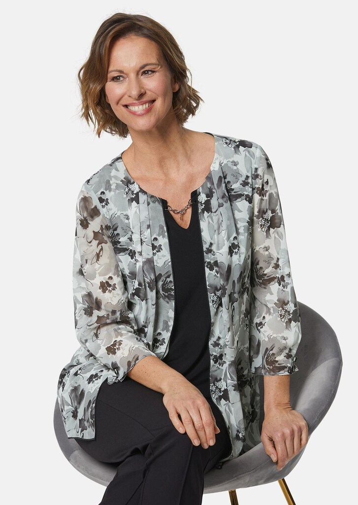 Edle Bluse mit bedrucktem Chiffonüberwurf