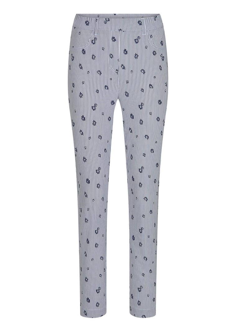 Pantalon en bengaline LOUISA avec rayures et fleurs