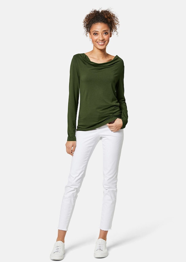 Long-sleeved shirt with waterfall neckline 1