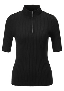 Halbarm-Pullover mit Stehkragen und Reißverschluss thumbnail 1