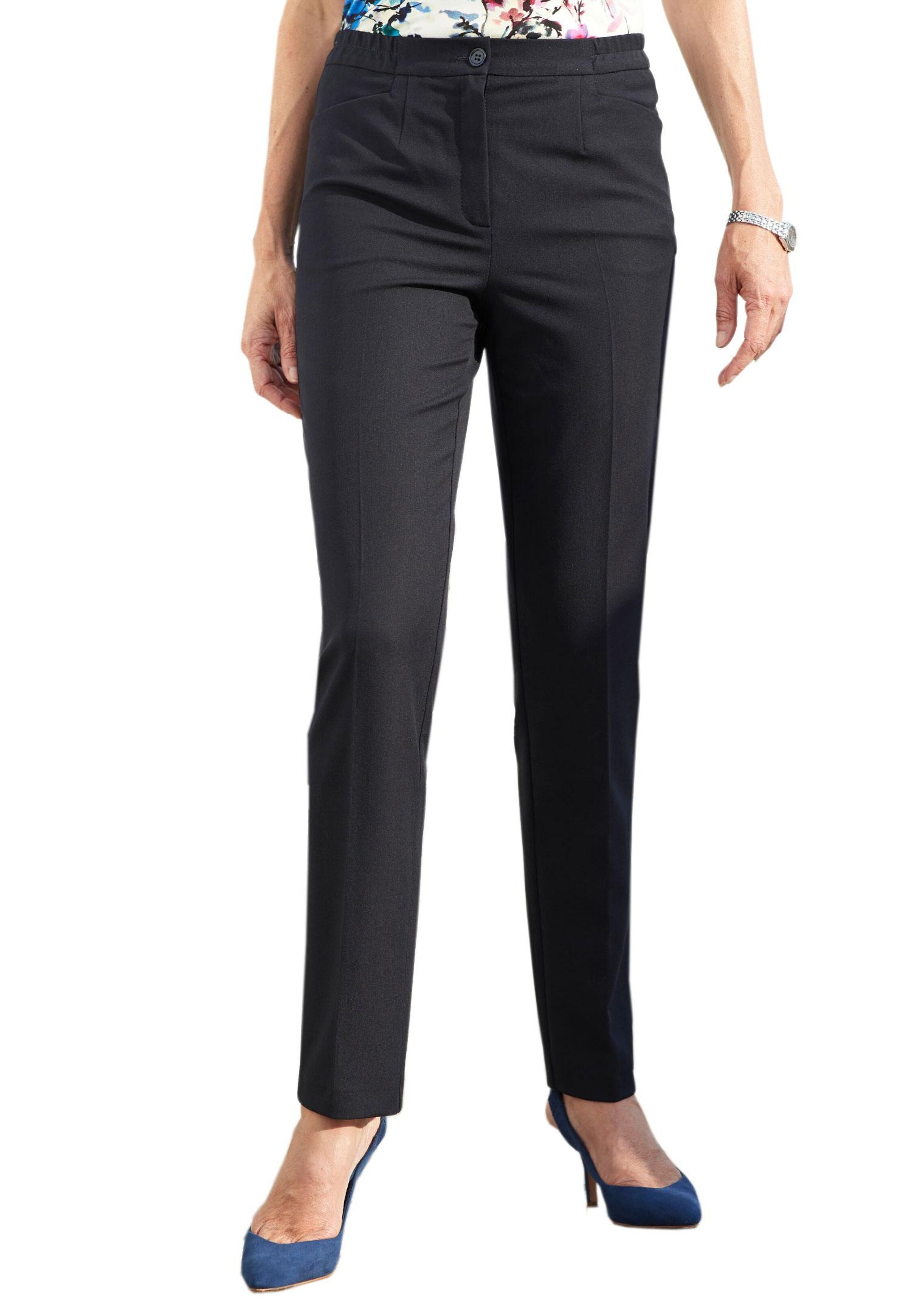 Confortable pantalon ANNA avec pli - marine - Gr. 50 de Goldner Fashion