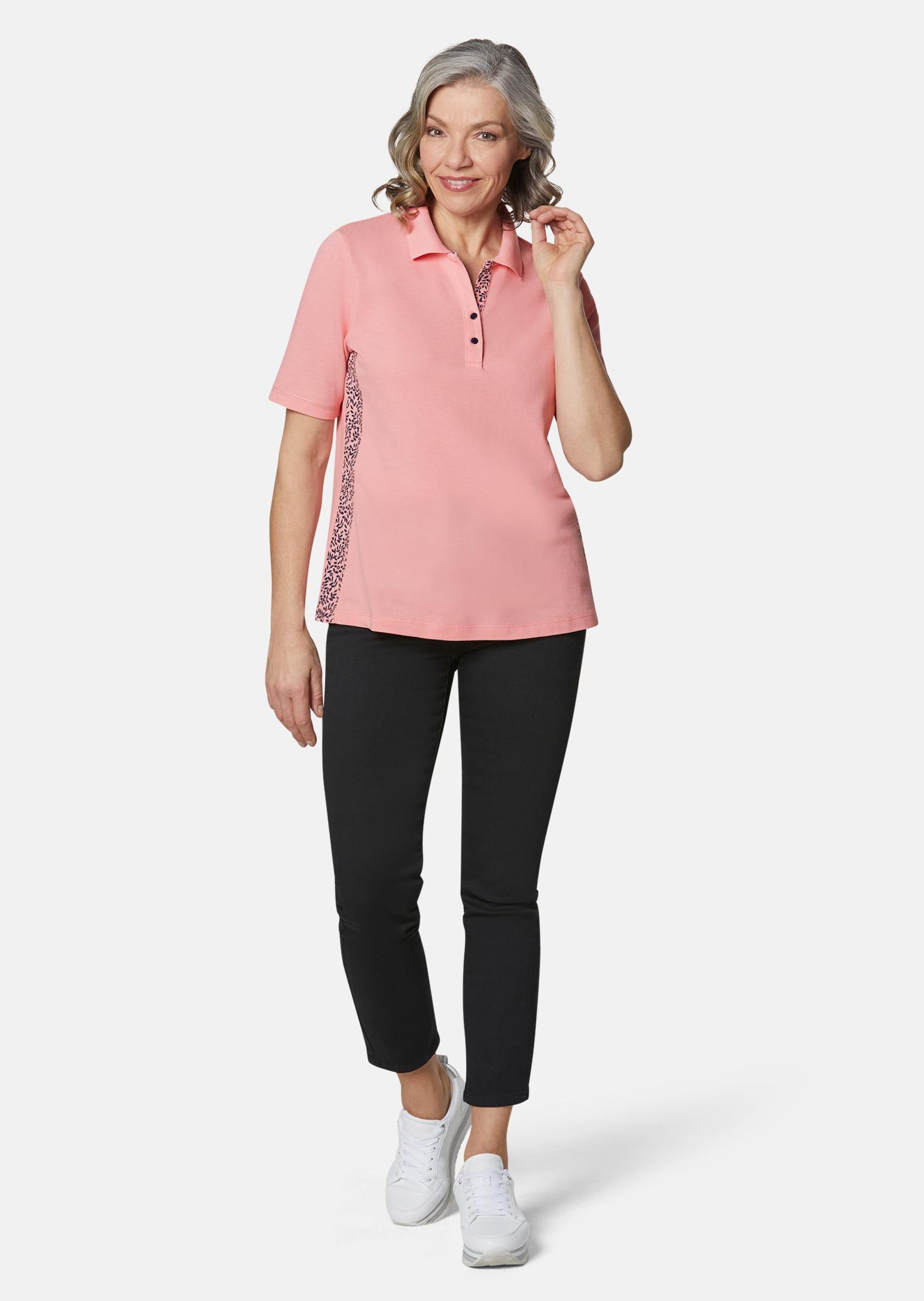 Polo piqué avec inserts imprimés - rosé - Gr. 52 de Goldner Fashion