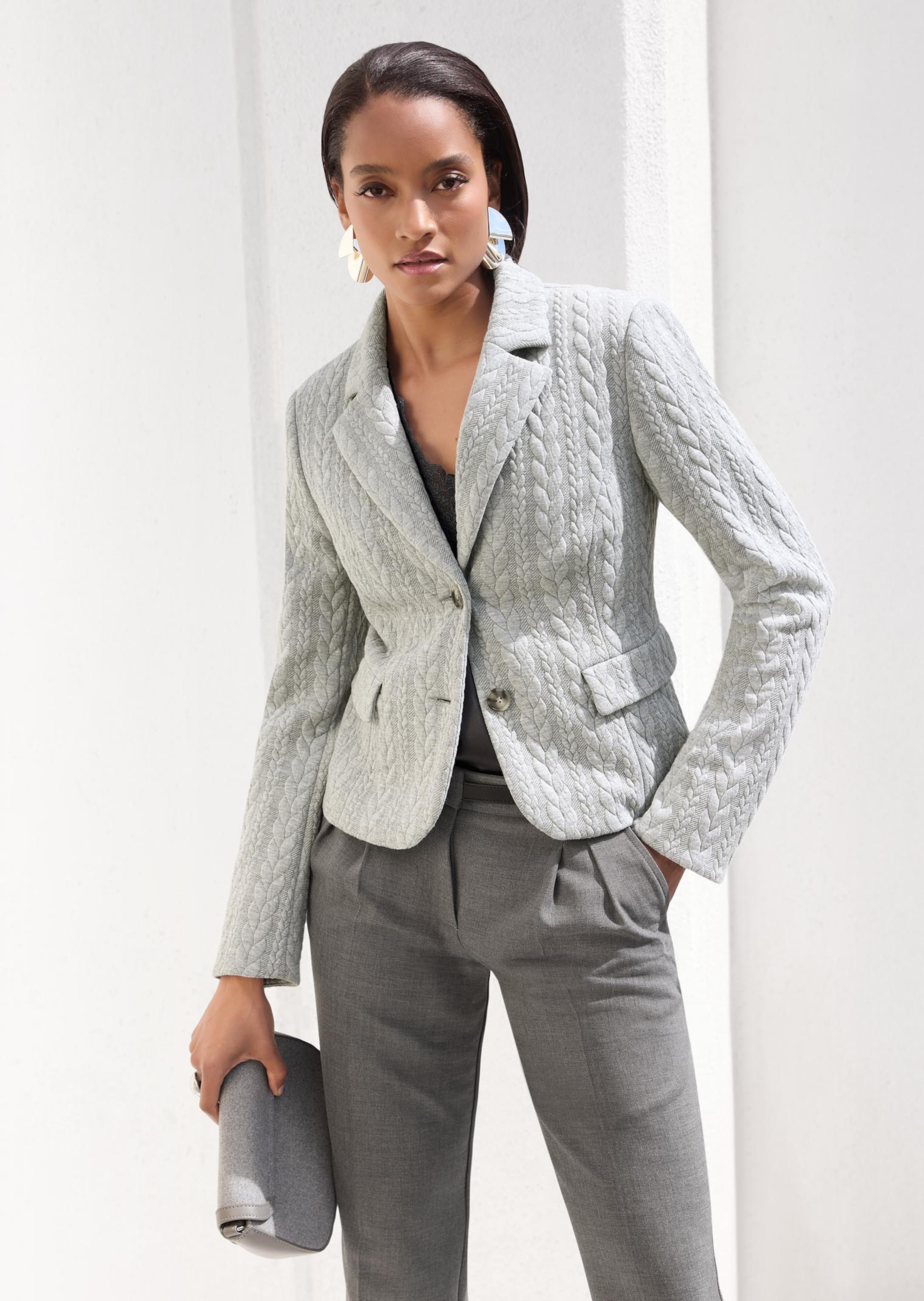 Jersey-Blazer mit Zopfstruktur