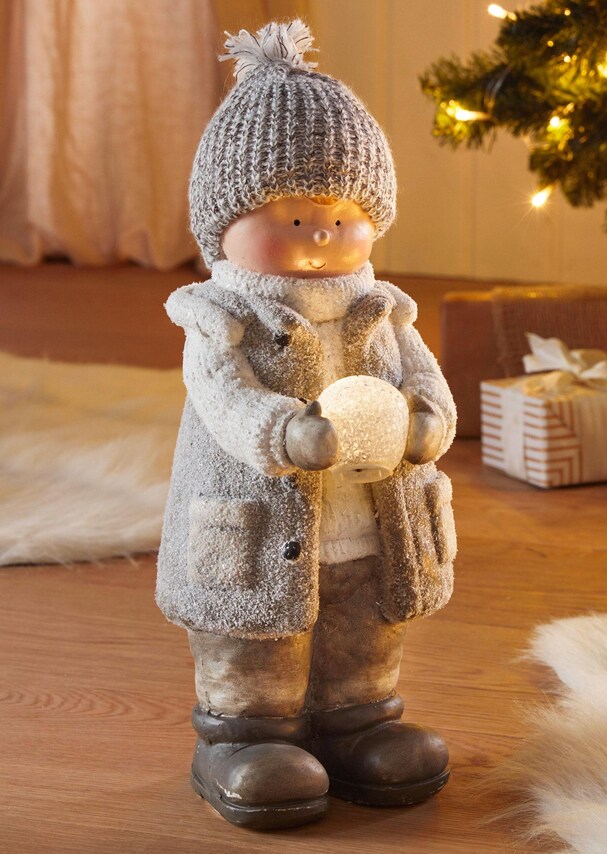 XL-Winterkind Junge mit LED-Schneeball
