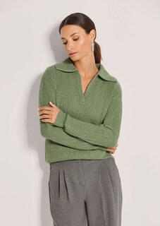 Schimmernder Pullover mit Polo-Kragen thumbnail 1