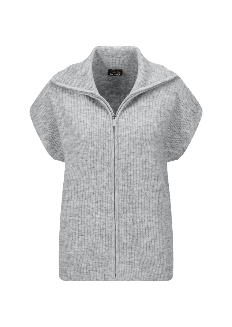 Gilet en tricot avec fermeture zippée.