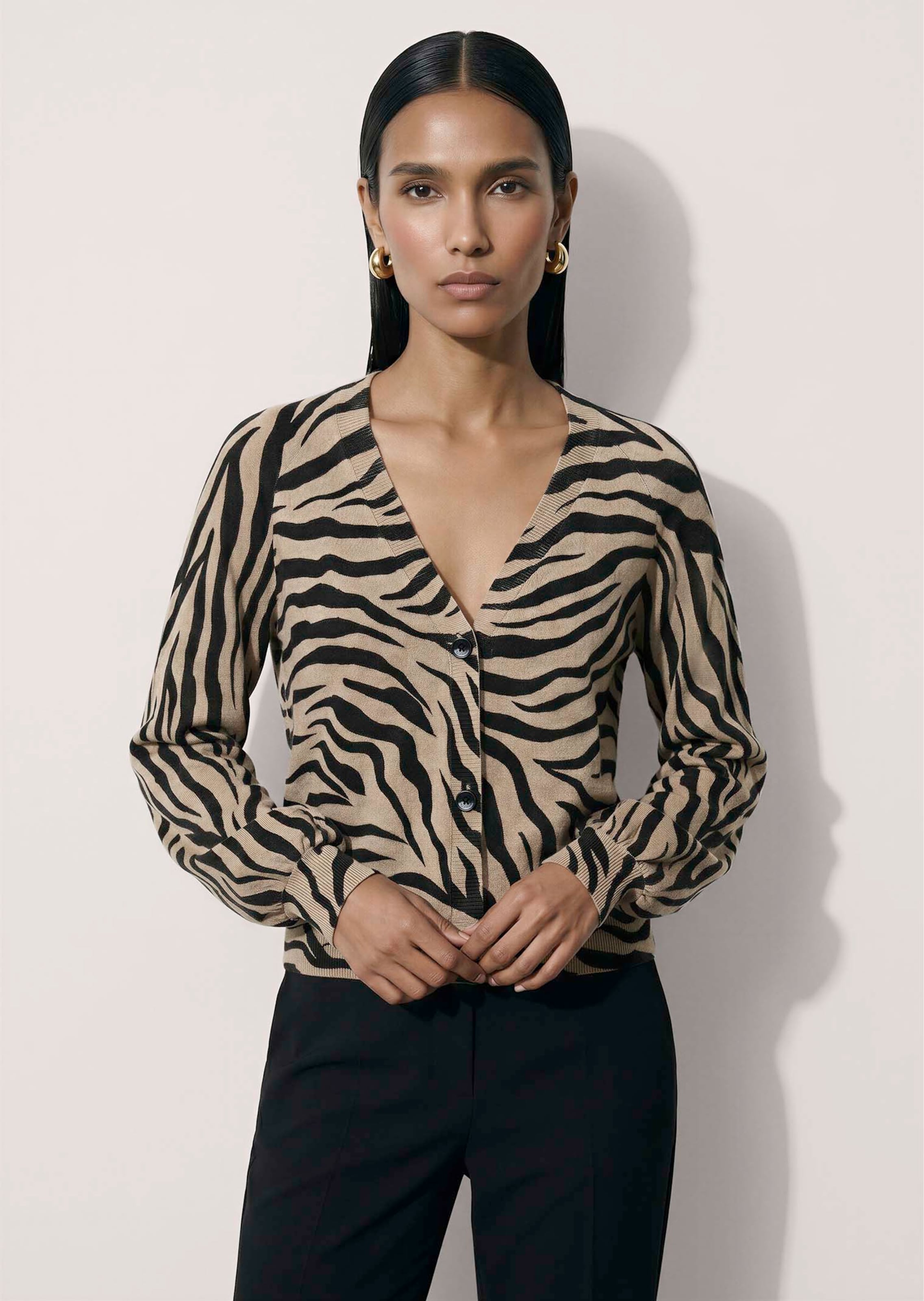 Cardigan en cachemire à motif zèbre