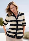 Gestreifte Strickjacke mit Lochmuster thumbnail 7