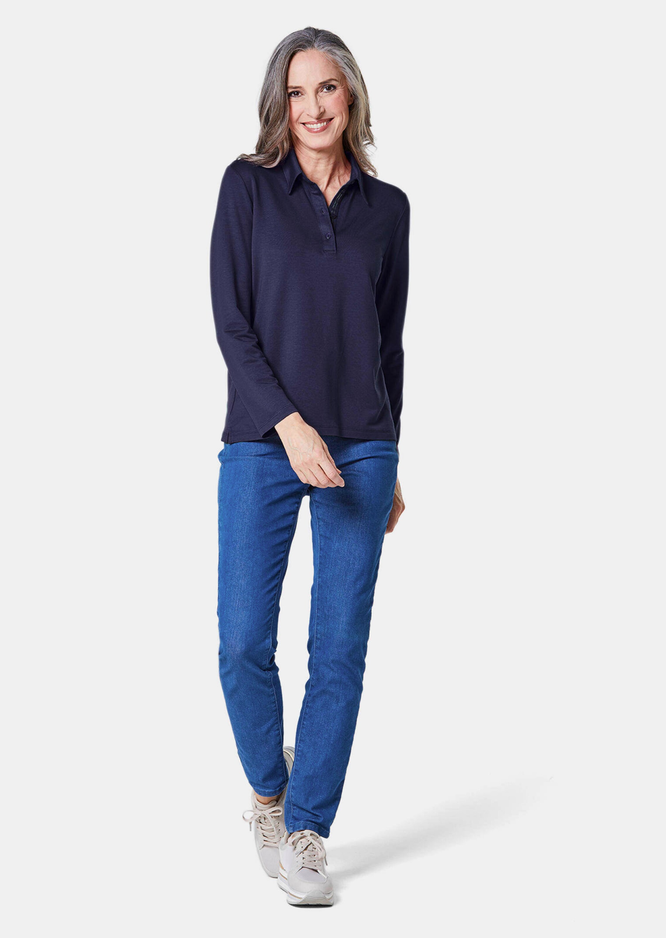 Polo à manches longues - marine - Gr. 54 de Goldner Fashion