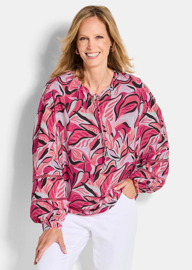 Viskose-Bluse mit Statement-Ärmeln