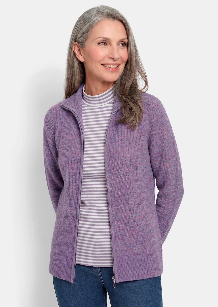 Geribd tricot jasje met ritssluiting