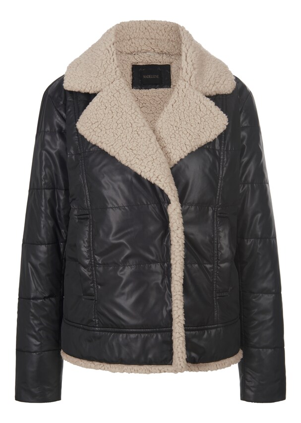 Warm padded quilted jacket with teddy fabric lining 5