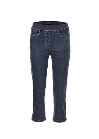 marine 3/4-jeans Louisa met comfortabele, elastische jerseyband en borduursel