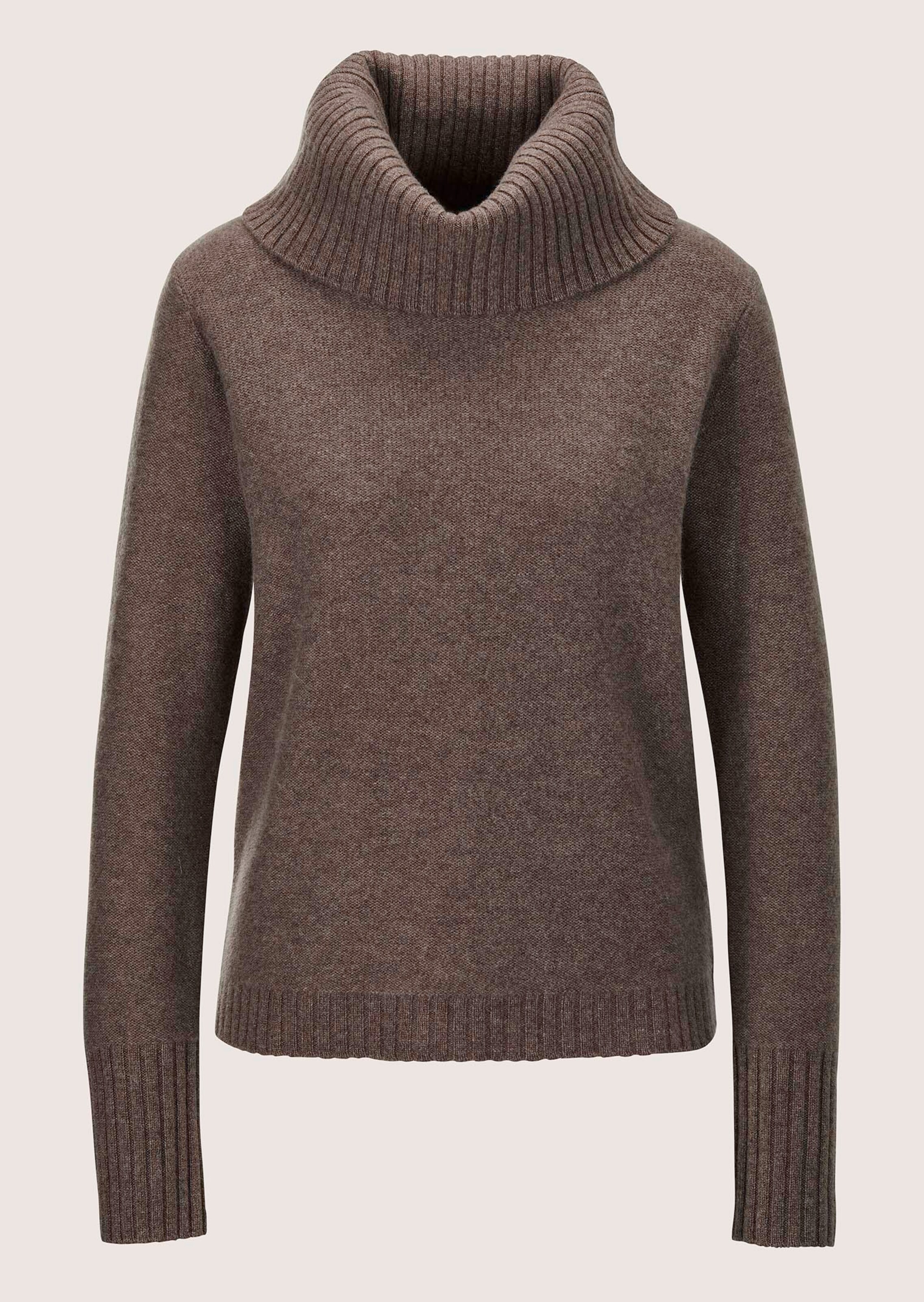 Kaschmir-Pullover mit Rollkragen in taupe wollweiß melange