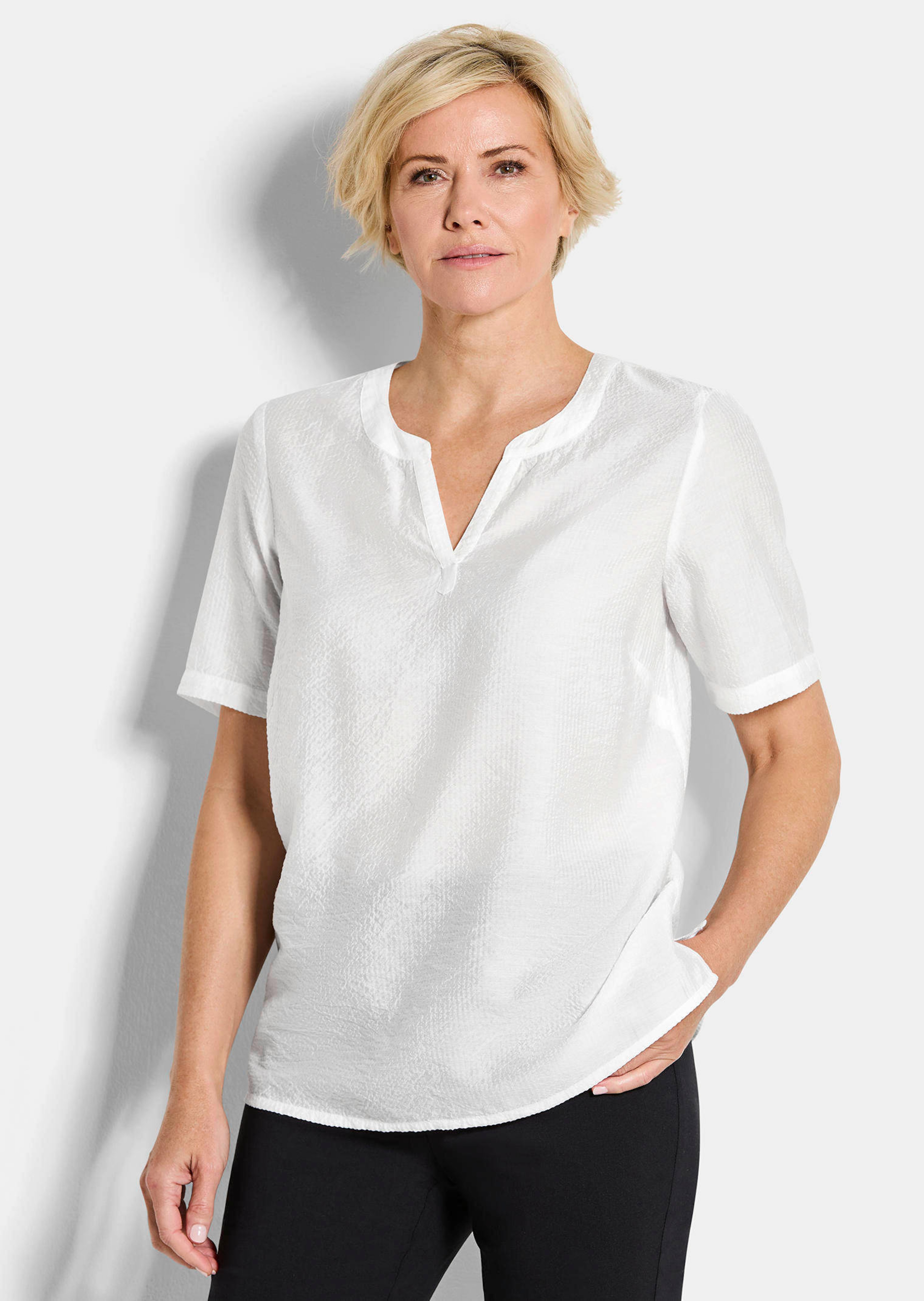 Pflegeleichte Bluse aus Seersucker