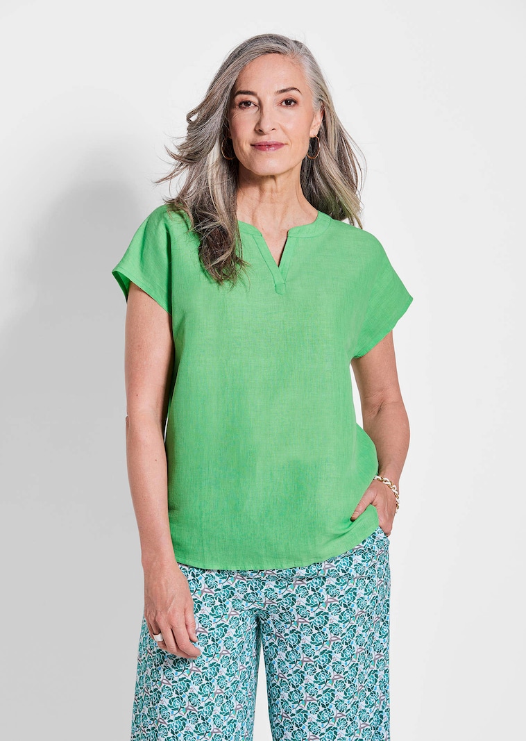 Bluse aus Baumwoll-Leinen-Mischung