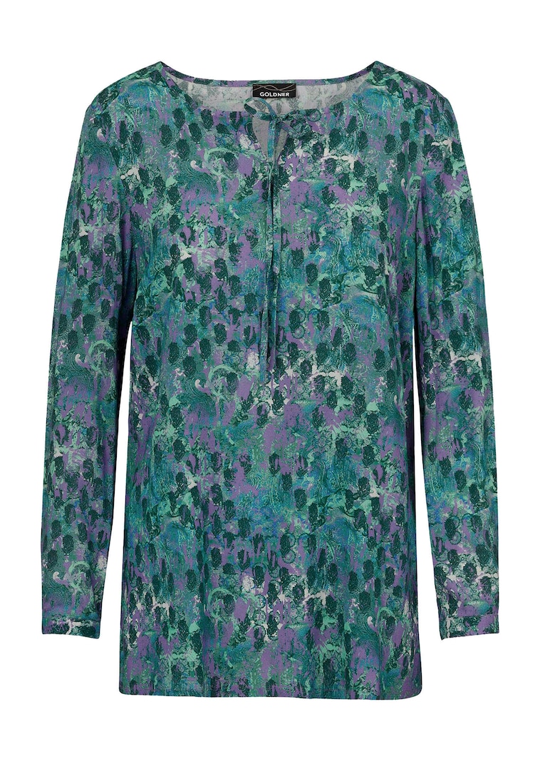 Chemisier en viscose avec encolure arrondie et lien à nouer