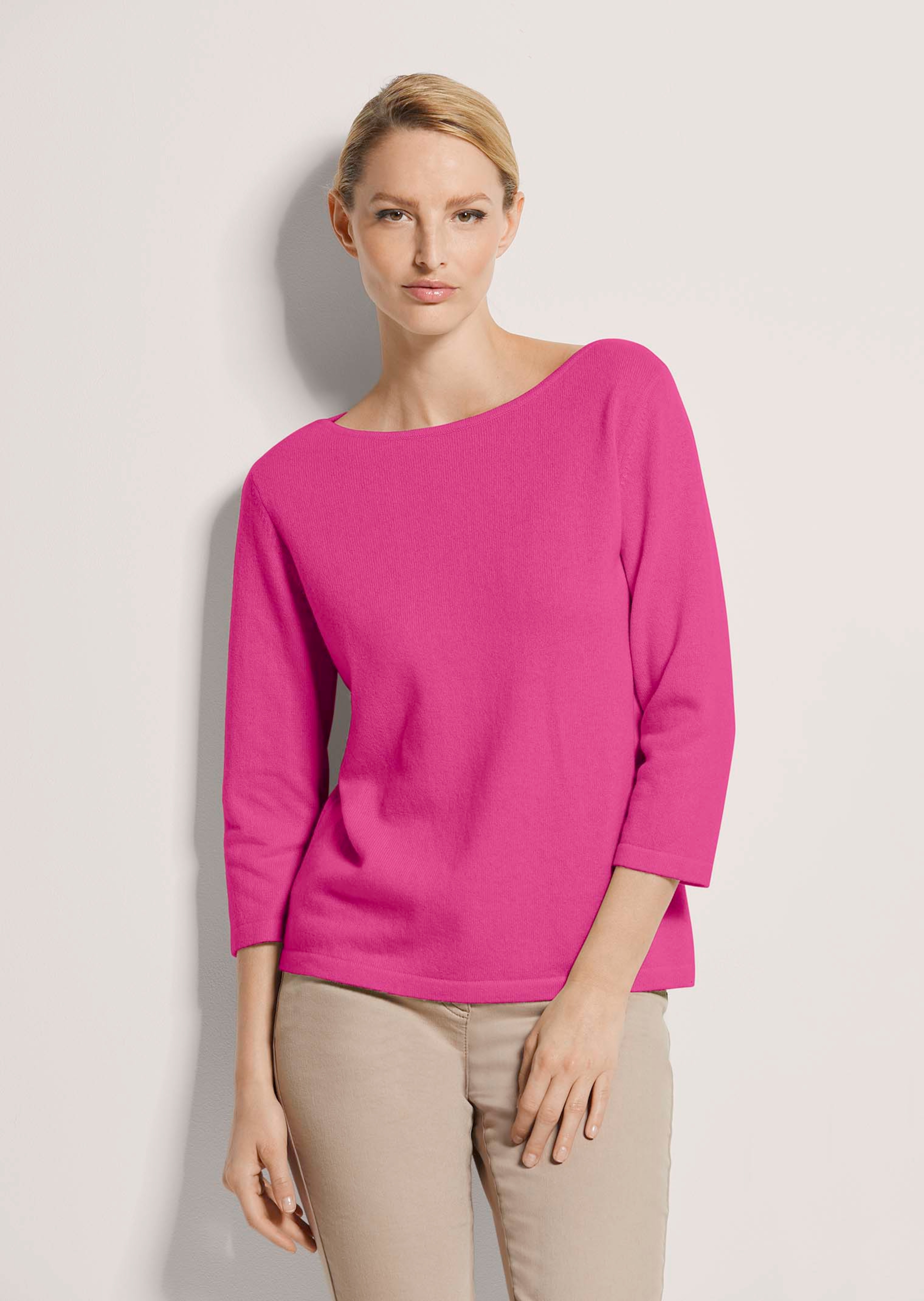 Kaschmirpullover mit U-Boot-Ausschnitt