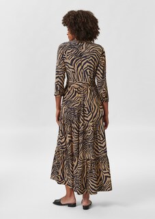 Hemdblusenkleid mit Animalprint und Stufenvolants thumbnail 3