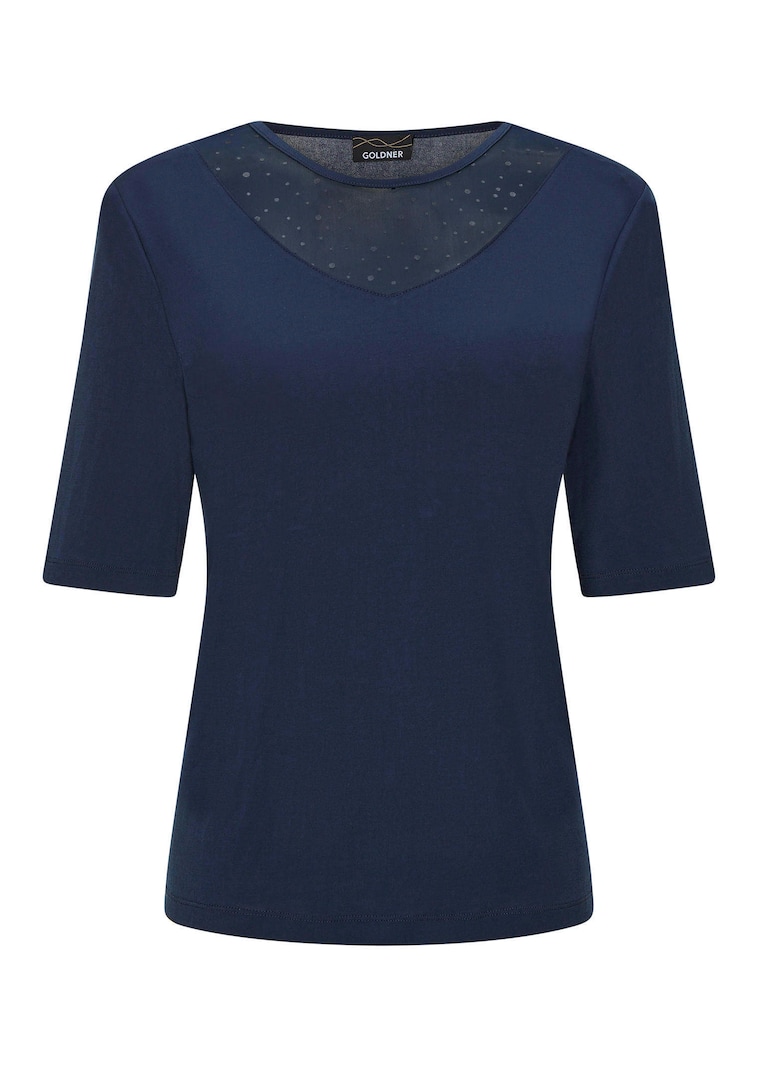 Jersey-Shirt mit Mesh-Einsatz