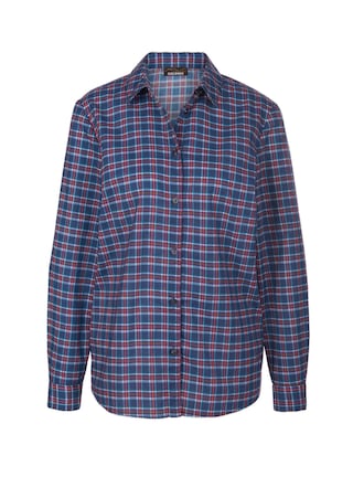 blauw / geruit Hoogwaardig geruite blouse met klassieke overhemdkraag