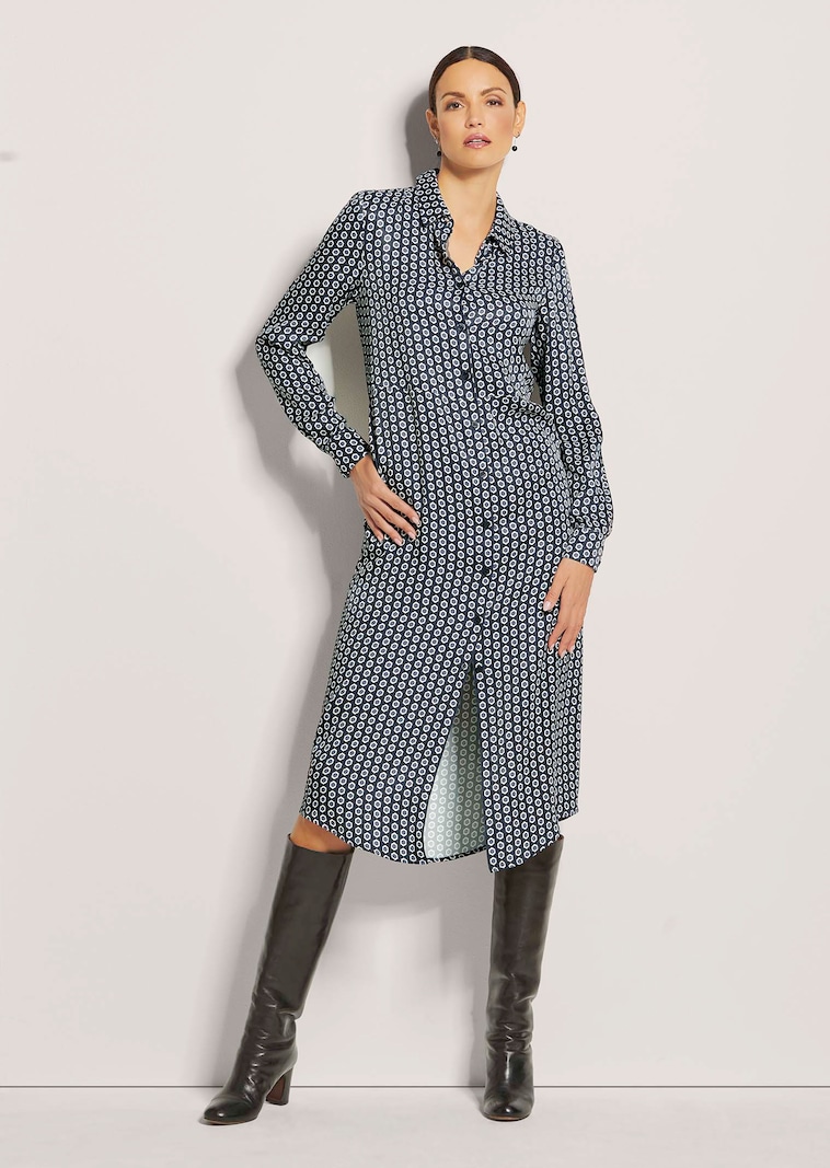 Hemdblusenkleid in bedruckter Satin-Qualität