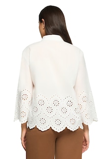 Bluse mit Stickerei aus reiner Baumwolle thumbnail 3
