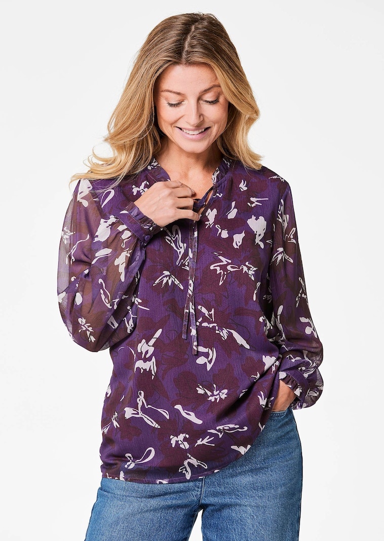 Chiffonbluse mit Gummibündchen