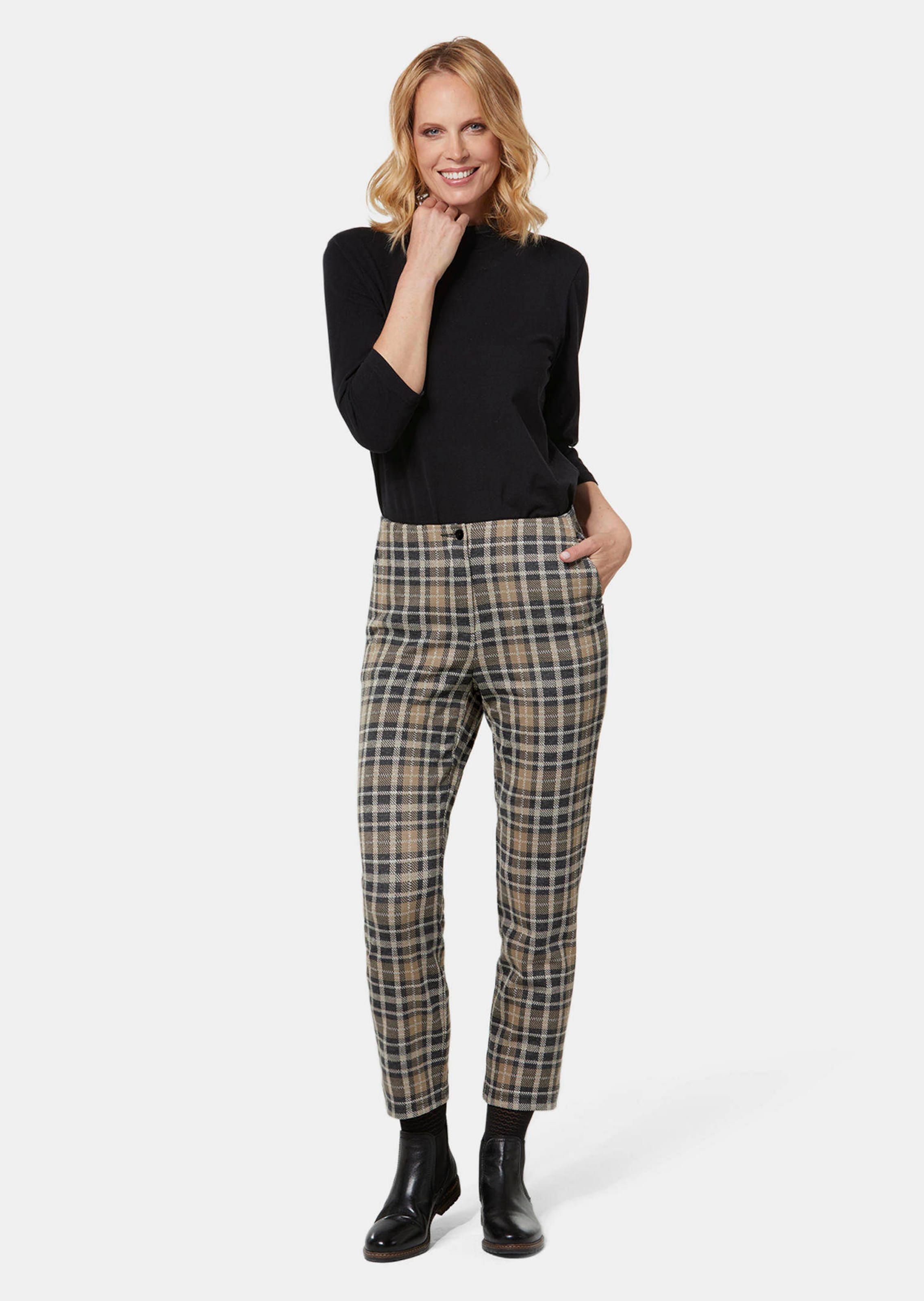 Pantalon LOUISA à motif prince-de-galles - beige / gris / à motifs - Gr. 26 de Goldner Fashion