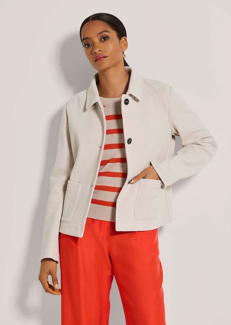 Kurzjacke mit Fischgrat-Dessin