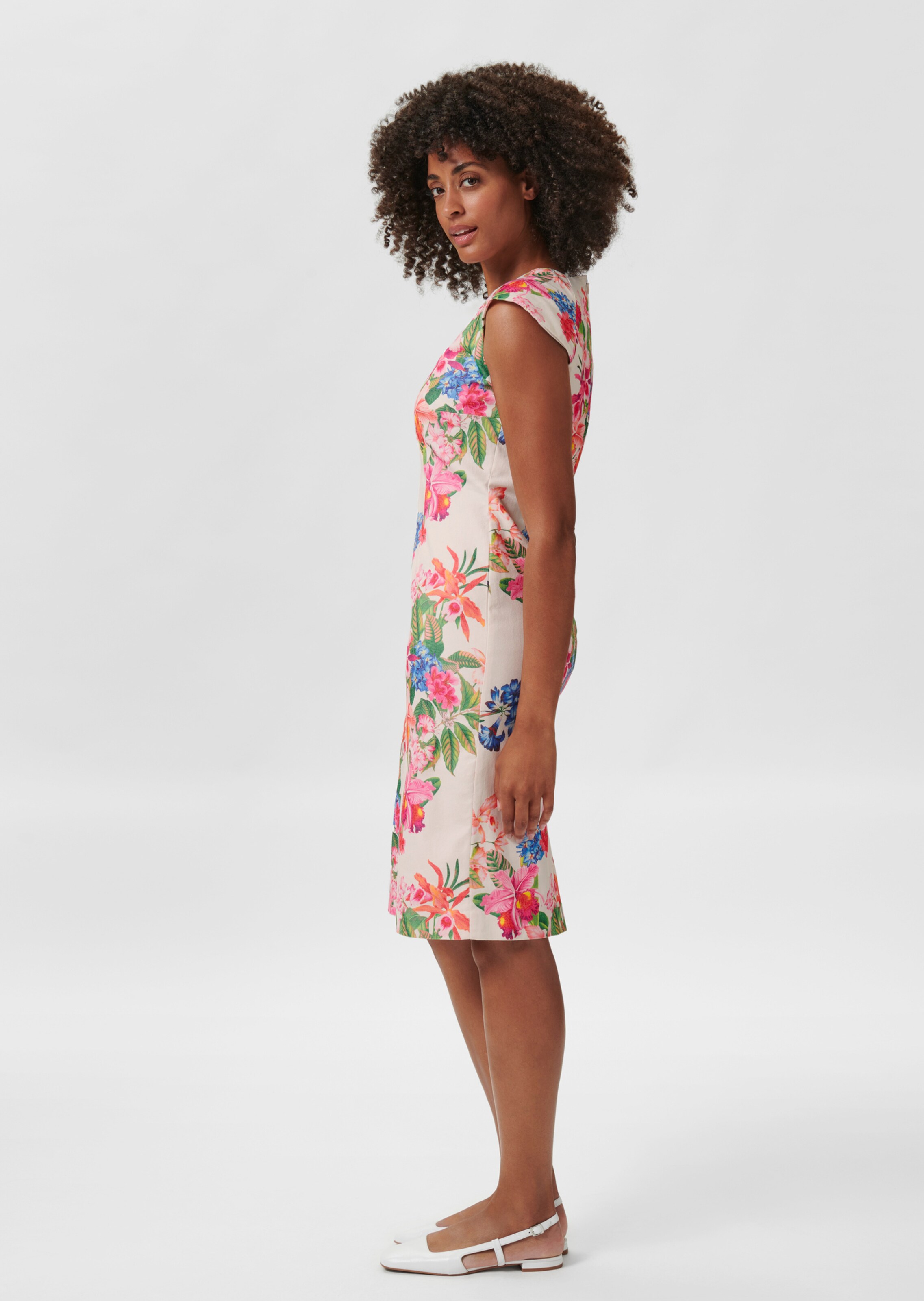 Sheath dress with floral print in natural white multi coloured MADELEINE Fashion