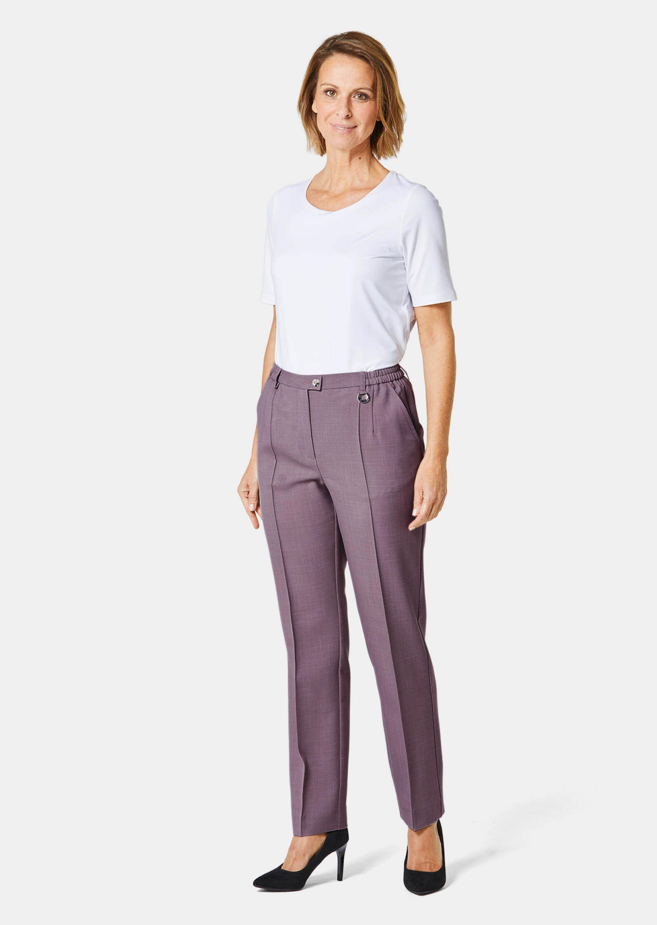 Pantalon quasi infroissable ANNA traité SilverFresh - lilas - Gr. 58 de Goldner Fashion