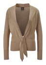 Cashmere cardigan with deep V-neck and tie ribbon thumbnail 1