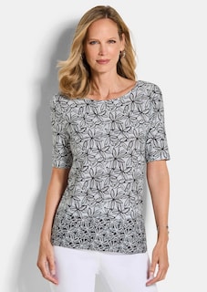 Jersey-Shirt mit Blumenprint thumbnail 1