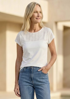 Shirt mit Spitze aus Baumwolle und Jersey thumbnail 7