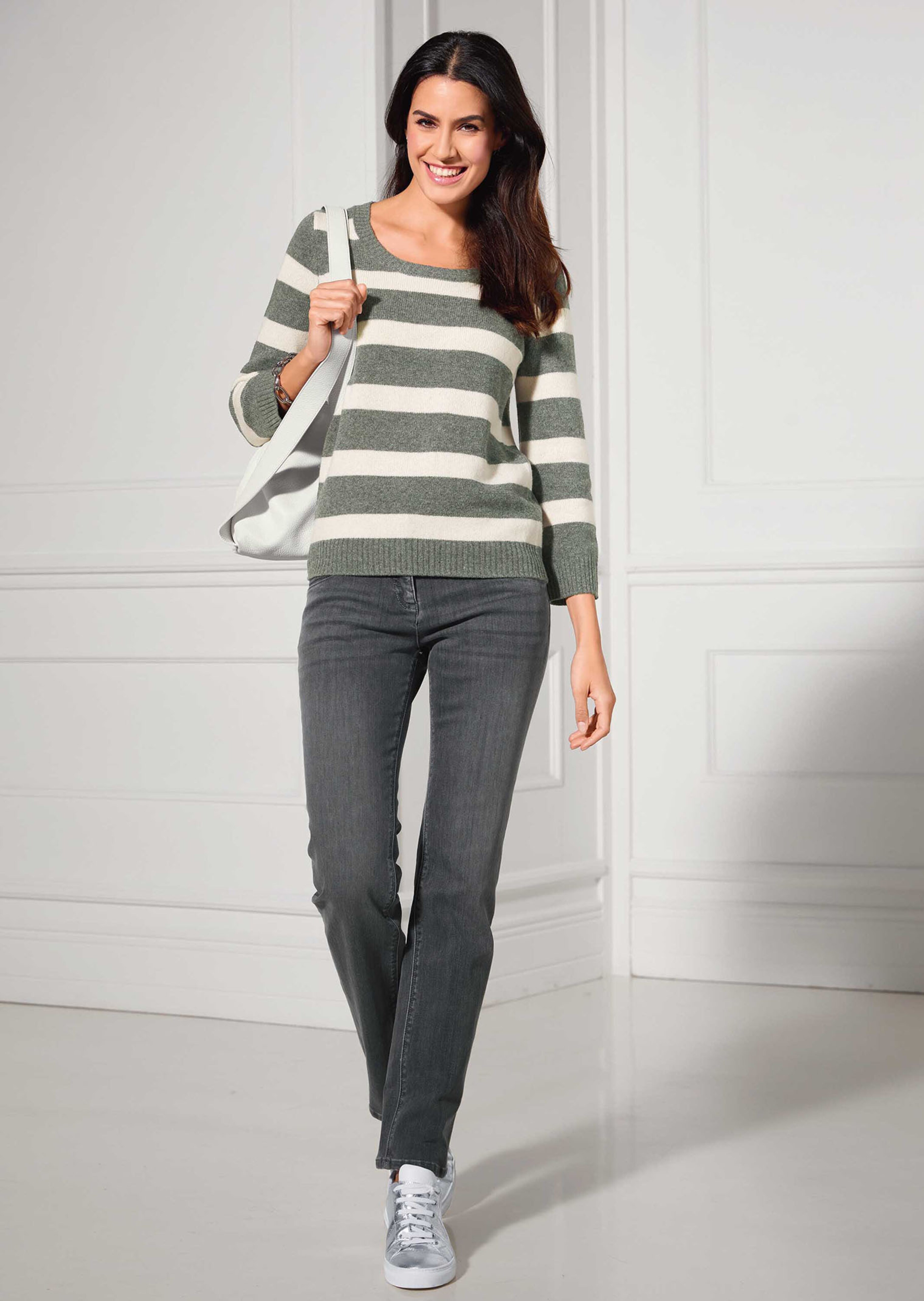 Pull rayé avec manches 3/4