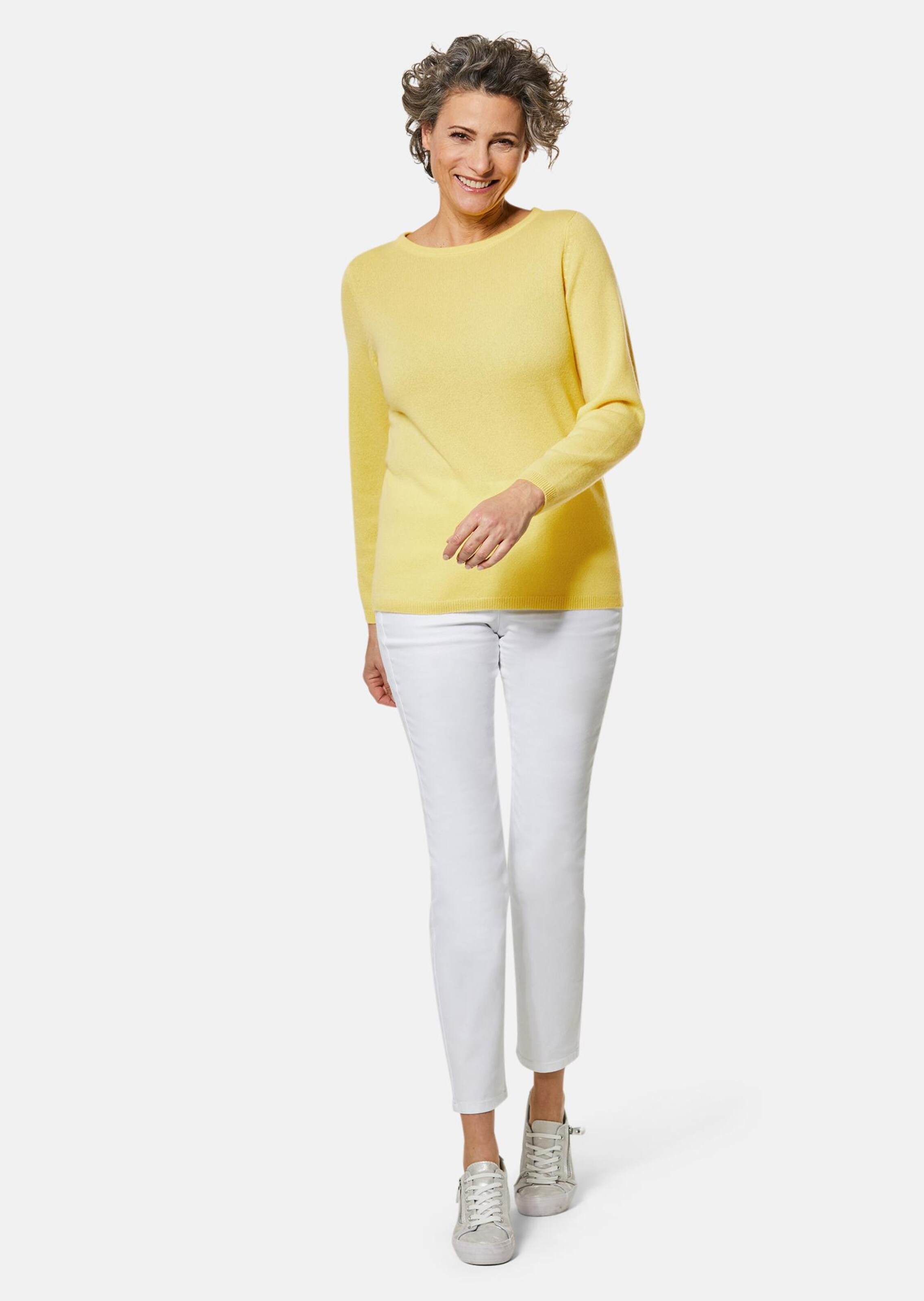 Pull à encolure bateau en cachemire - jaune - Gr. 44 de Goldner Fashion