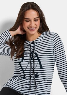 Sweat-shirt à rayures et pierres brillantes thumbnail 3