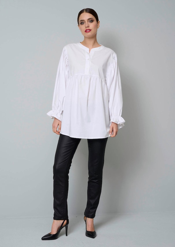 Popelinebluse mit Stehkragen 1