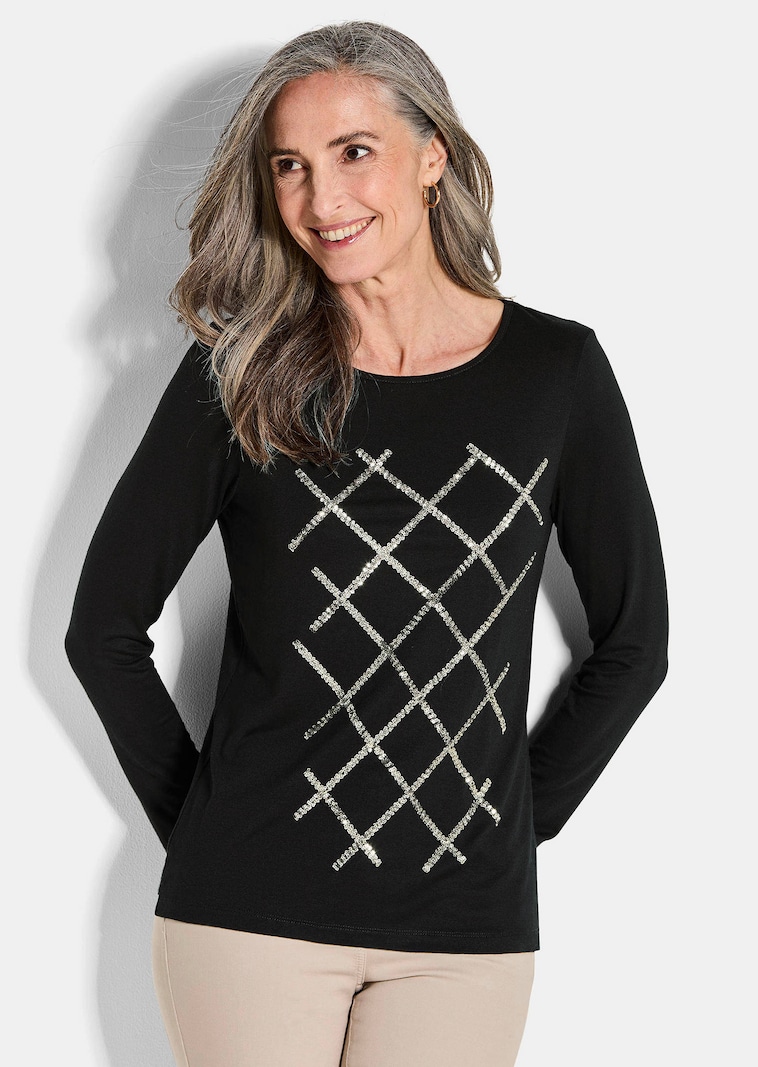 Jersey-Shirt mit Pailletten