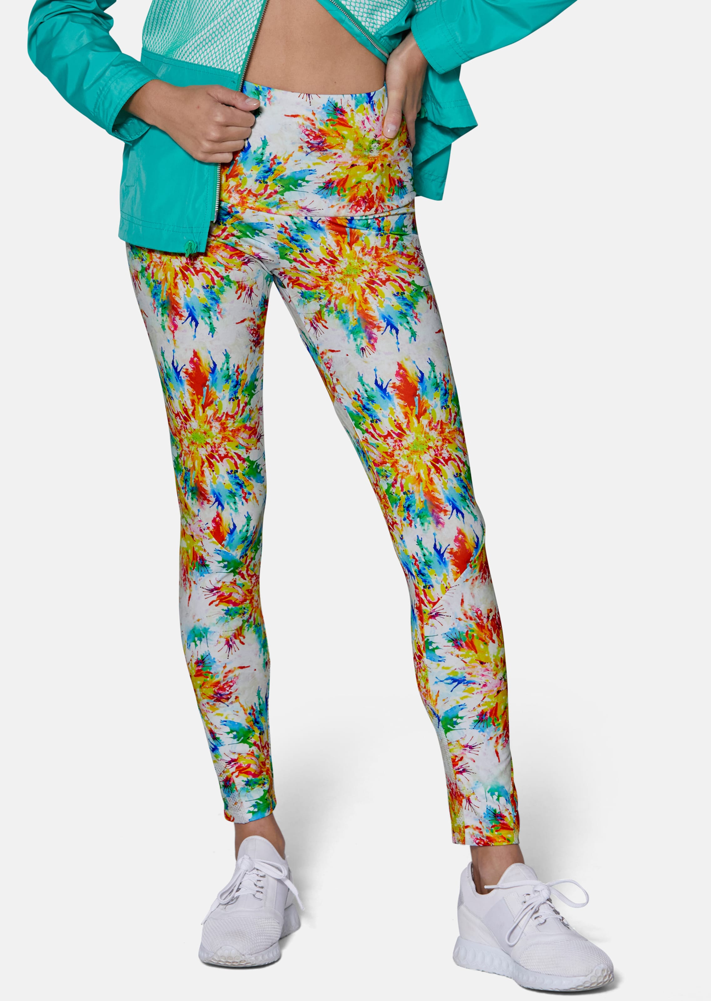 Bedruckte Leggings mit Mesheinsätzen