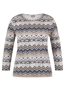 T-shirt en jersey avec motif en zigzag thumbnail 1