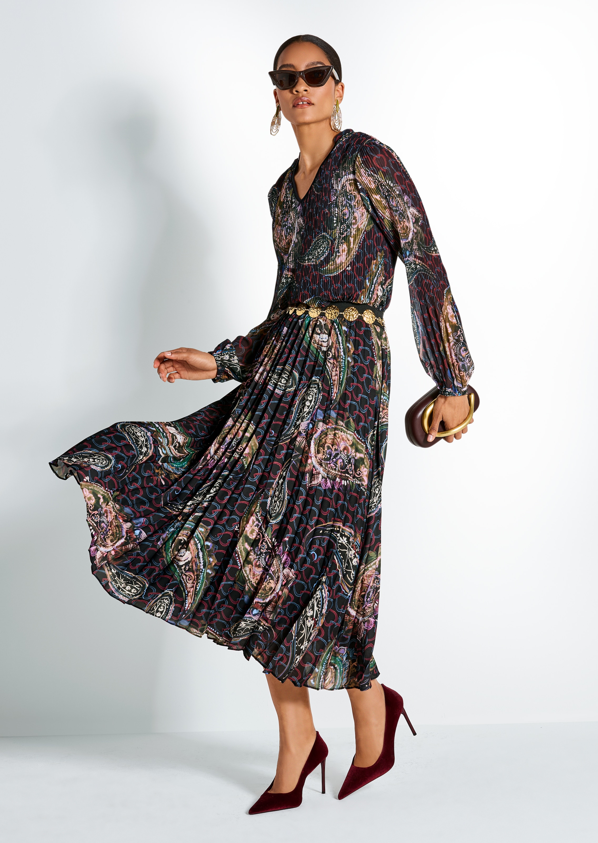 Plisseerock mit Paisley-Muster